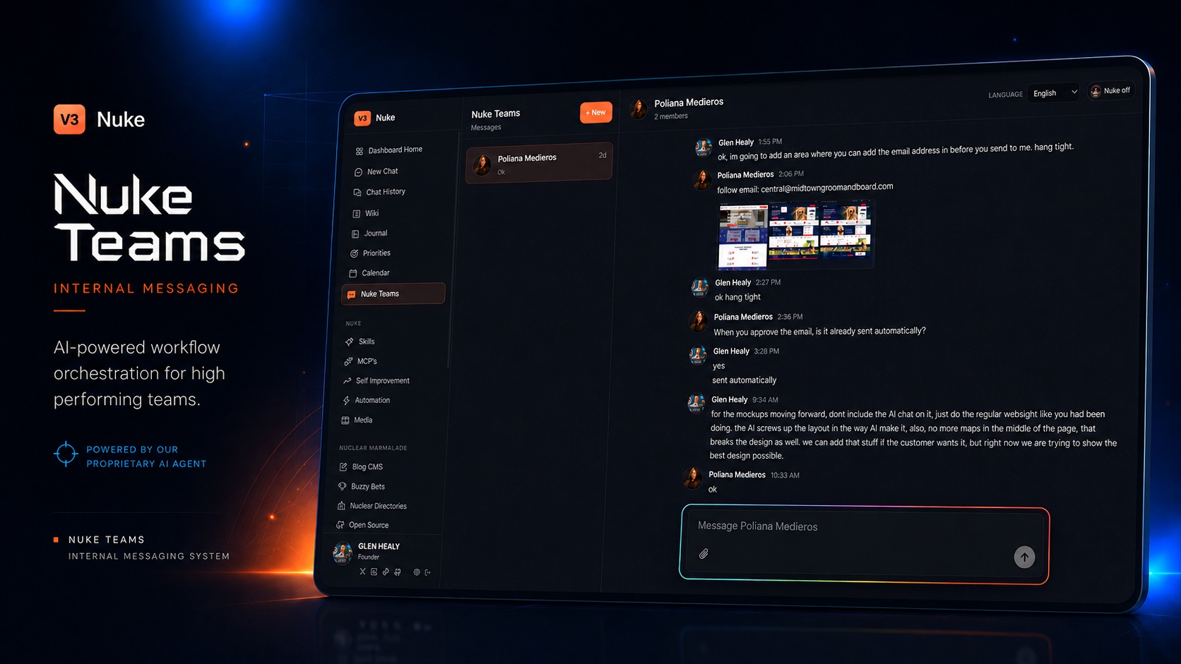 Message your team and your agent in one thread.