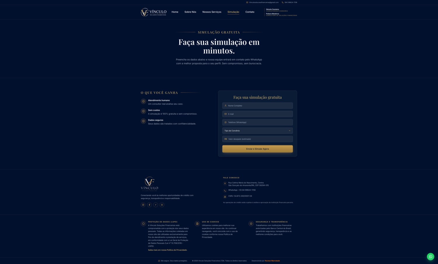 Vínculo Soluções Financeiras — Simulação